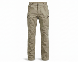Khaki cargo pants on a white background