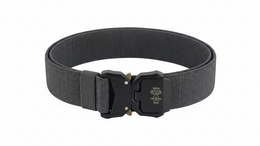 Gray belt with a black buckle on a white background