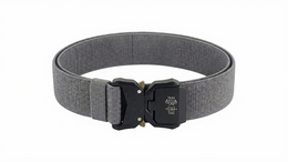 Gray belt with a black buckle on a white background