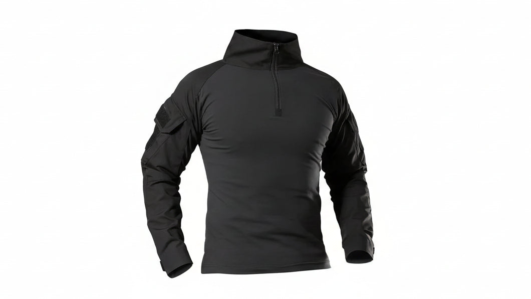 Black tactical shirt on a white background