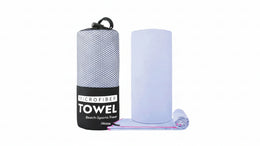 Microfiber towel with packaging on a white background
