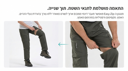 Person wearing a green pants with an Easy-Zip feature, showing how to open and close it.