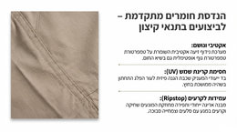 Close-up of beige fabric with text in Hebrew on a white background
