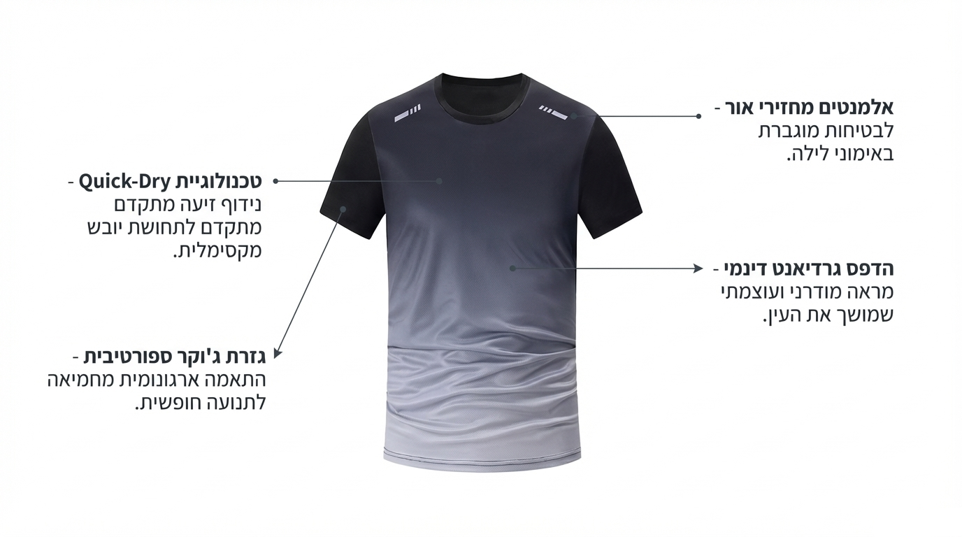 חולצת ספורט מנדפת - דגם גרדיאנט (GRADIENT)