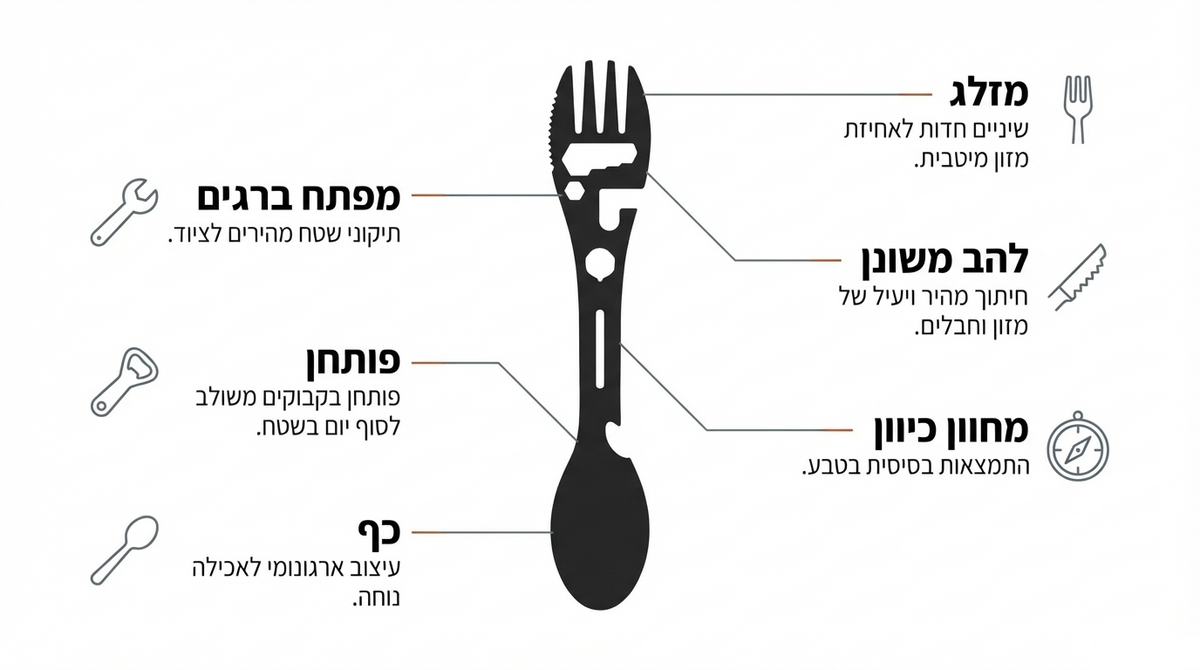 Black cutlery set with labeled parts on a white background